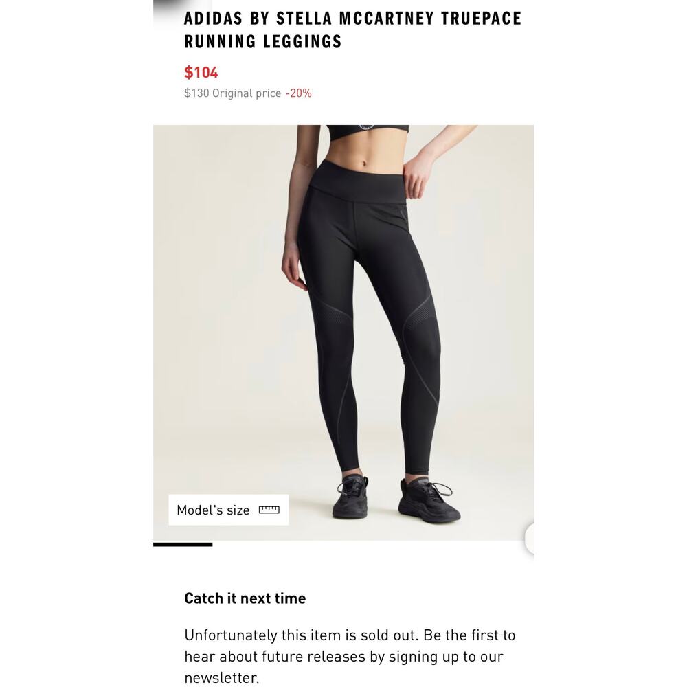 Womens Size Large Adidas Running Tights By Stella McCartney Black Stretch JF3798
